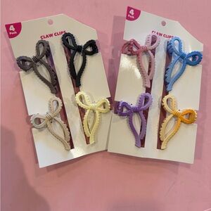 8 Colorful Bow Claw Clips